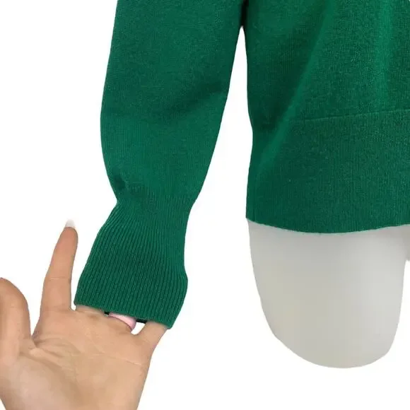 J. CREW 100% Cashmere Relaxed Crewneck Sweater Emerald Kelly Green Soft Small - Picture 7 of 9